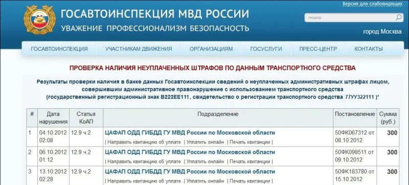 штрафы ГИБДД