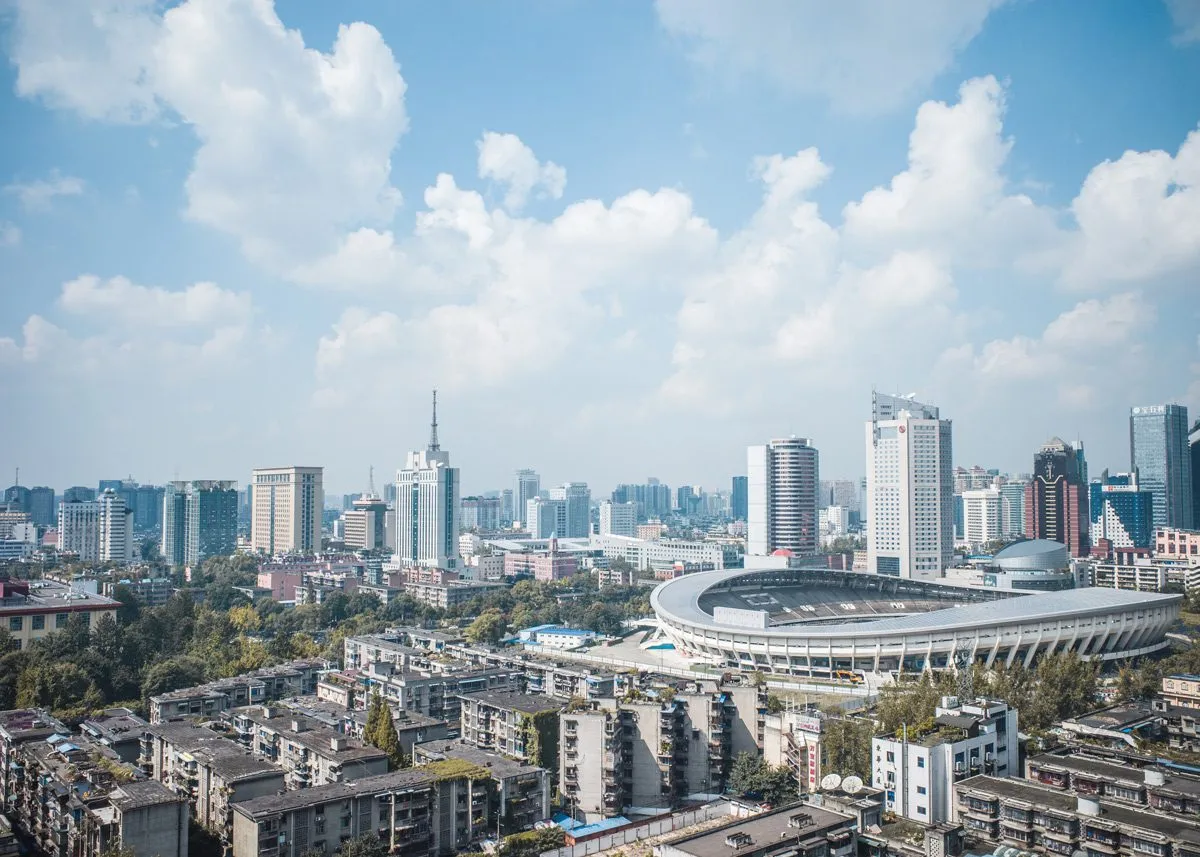 Большой стадион с высоты птичьего полета